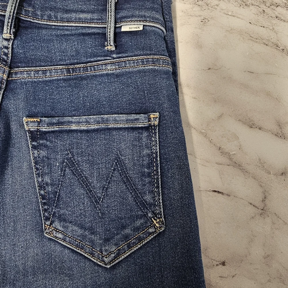 MOTHER The Hustler Ankle Fray Straight‎ Leg High Rise Blue Jeans 25 Preowned